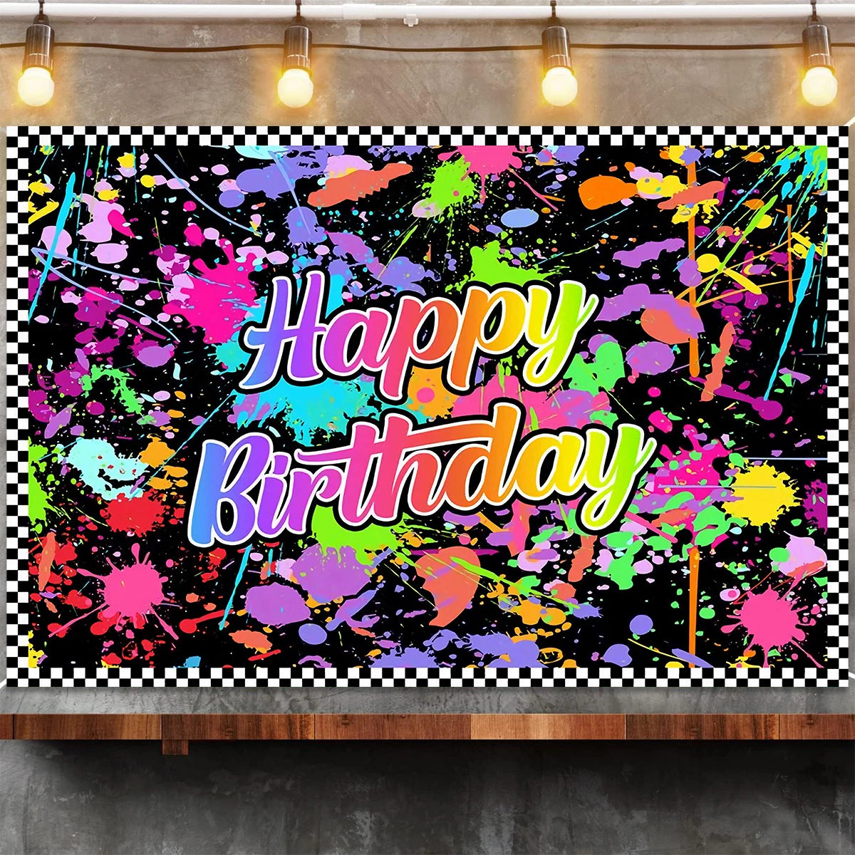 Glow Happy Birthday Backdrop Banner Bbirthday Party Decoration Kids Glow Party Supplies Happy Birthday Background