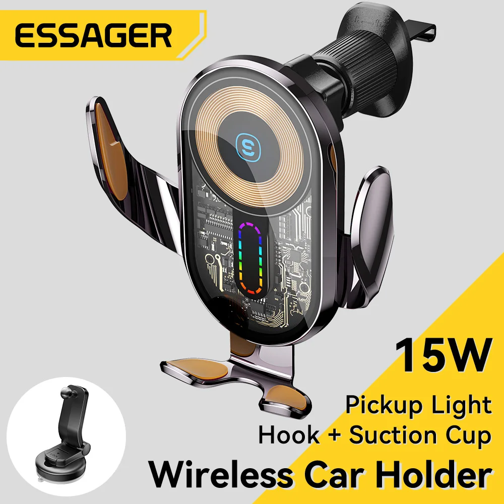 

Essager Car Phone Holder 15W QI Wireless Charger for iPhone 15 14 13 Samsung Xiaomi Car Mount Fast Wireless Charging Charger