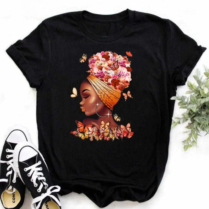 

Women's T-shirt Clothes Tops Fashion Black Girls Printed T Shirt Women Harajuku Graphic Tees Shirt Streetwear Femme