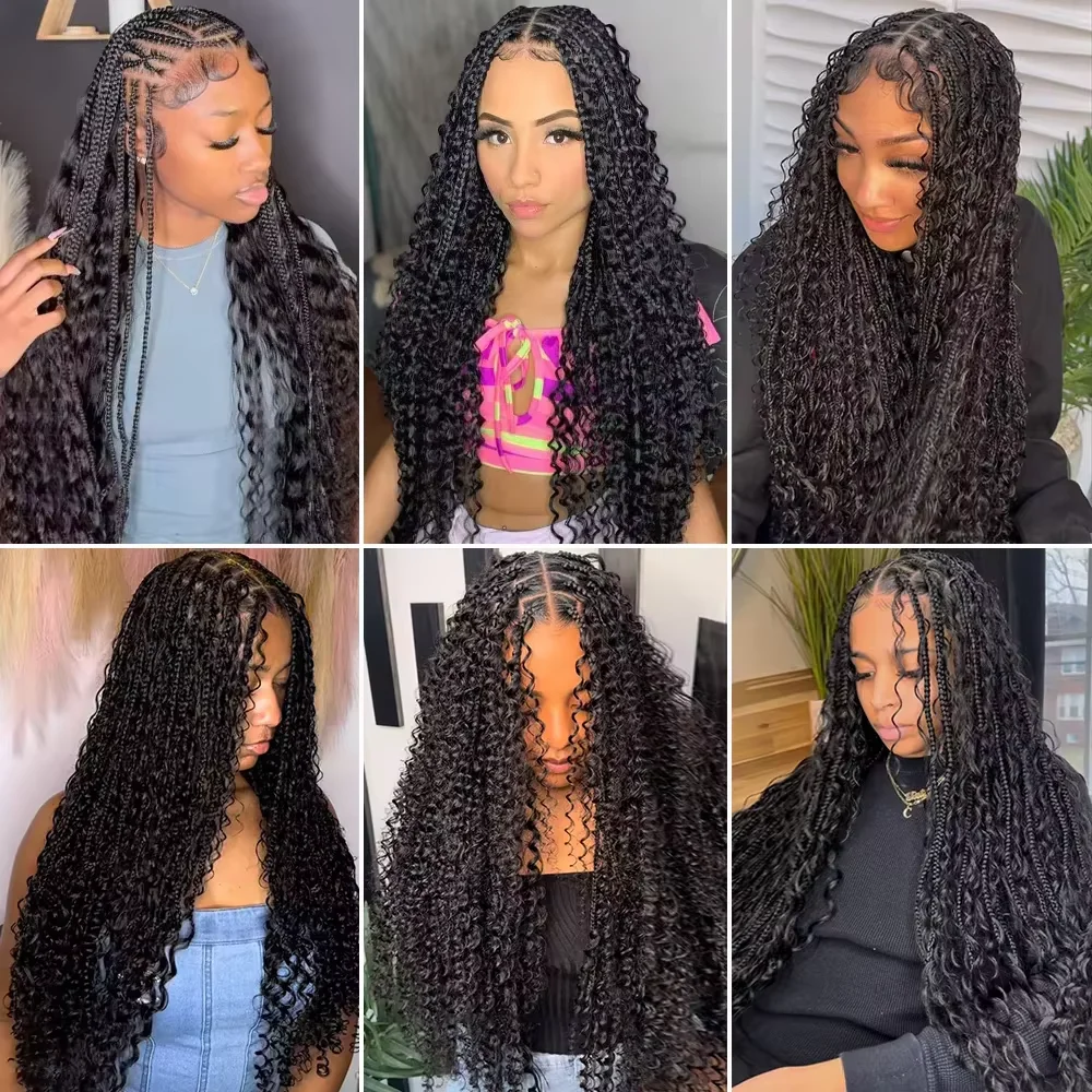 Vorgeteiltes Echthaar in Großpackung zum Flechten, Deep Wave Crochet Echthaar, Knotless Miracle Knots Haarverlängerungen, Boho Braids, unsichtbar, 300g – Detail 13