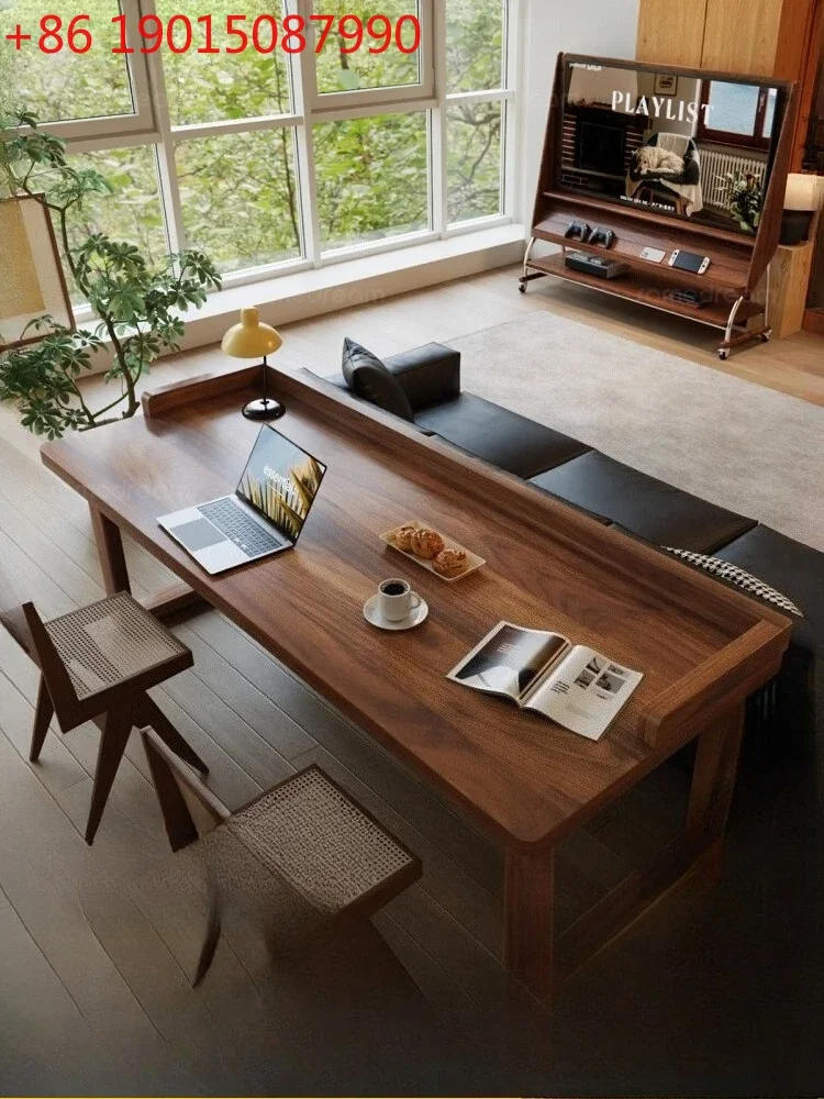 

All solid wood desk with baffle double computer to the living room large long home