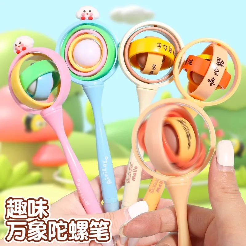 Gyro Ring Spring Pen Radish Ring Gel Pen Decompression Ballpoint Pen Good-looking Primary School Student Internet Celebrity