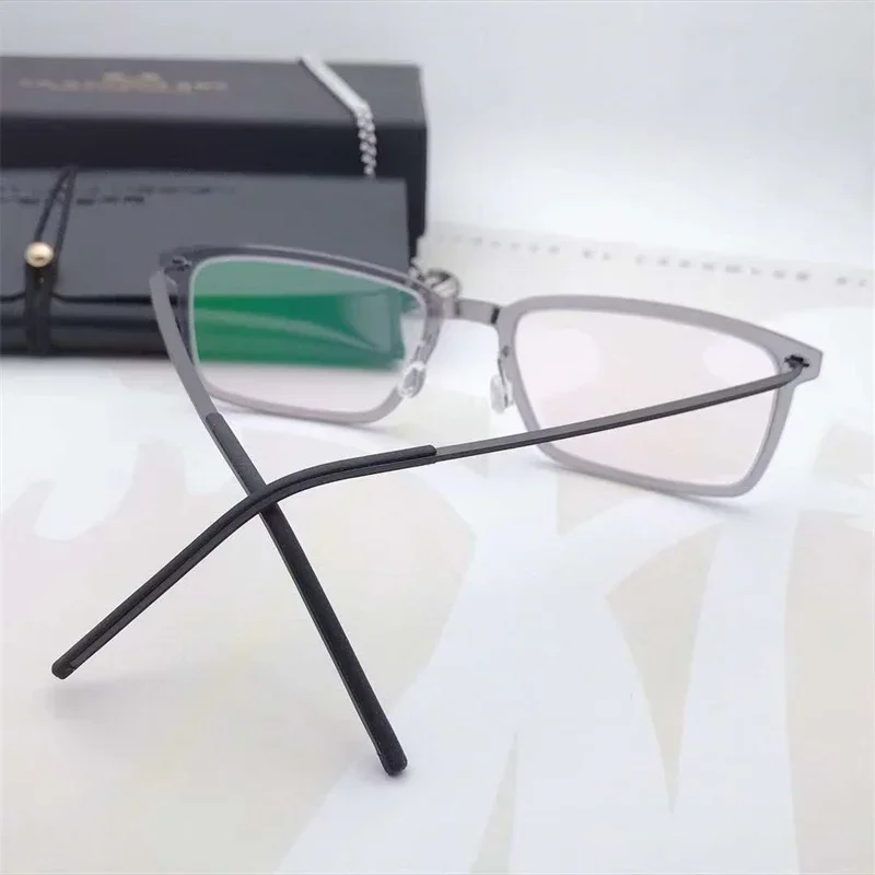 إطارات نظارات مربعة خفيفة الوزن للرجال نظارات الدنمارك 6528 مصمم بدون براغي ماركة قصر النظر وصفة طبية من التيتانيوم البصري