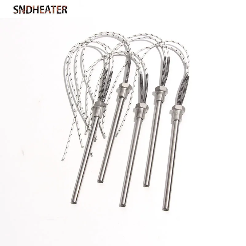 SNDHEATER 1pc DN8 G1/4 12.8mm BSP Threaded Cartridge Heater 12V/24V/36V/48V 304SS Mold Threaded Single Head Tube 8x50-100mm