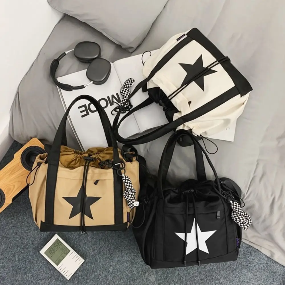 Five-pointed Star Large Capacity Shoulder Bag Korean Style Nylon Y2K Crossbody Bag Street Wear Handbag Star Tote Bag Outdoor