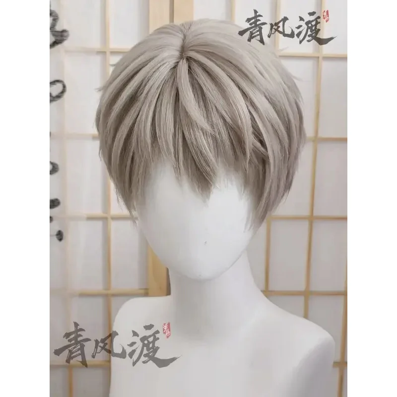 باروكة Xavier Caleb على شكل حب ومساحة عميقة، كوسبلاي فاتح مخصصة للرجال، حفلة الهالوين باللون الرمادي الاصطناعي