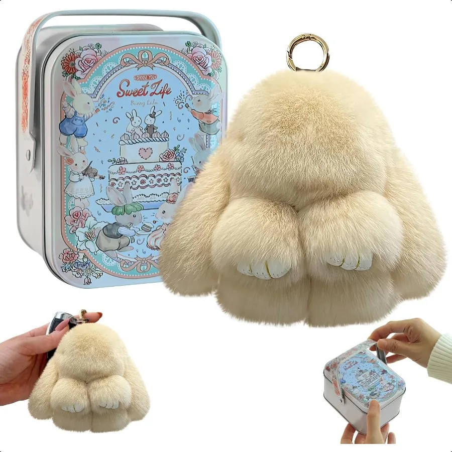 

Брелок с кроликом lulu и жестяной милый плюшевый кролик с изысканной коробкой, милый плюшевый брелок, продуманный подарок для друзей