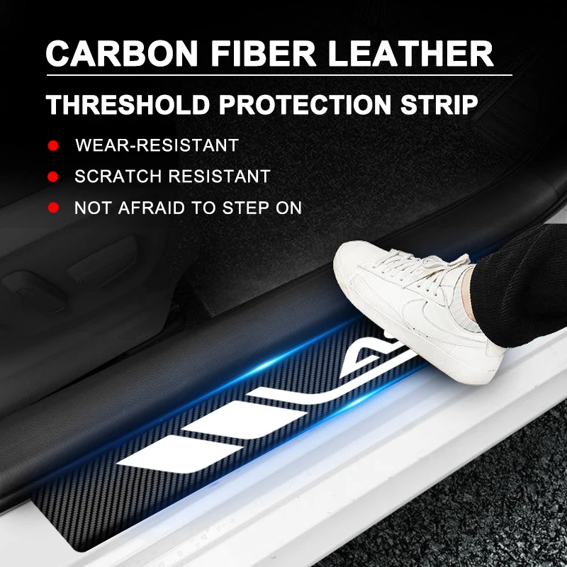 4pcs Car Door Sill Protector Carbon Fiber Sticker Anti Scratch For Mitsubishi Asx 2011 2020 2017 2018 2010 2023 2015 2019