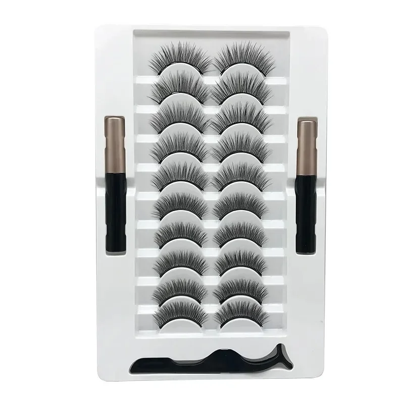 Glue False Eyelashes Natural Set Glue-free Magnetic Magnet Eyelashes Natural Thick Eyelashes Ten Pairs of Magnetic Eyeliner B