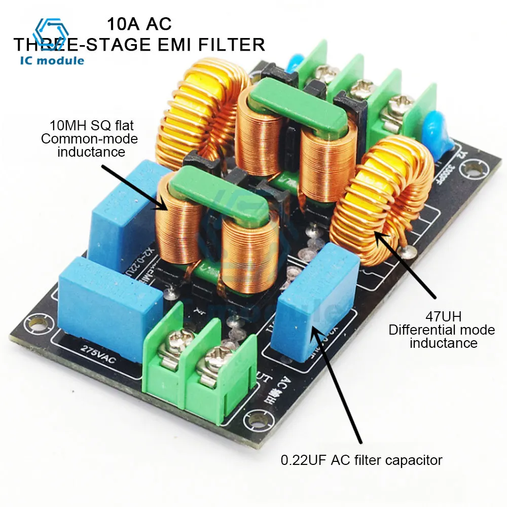 4A 10A 20A 3-stage EMI Power Filter Board AC 110V 220V EMI Filter FCC Electromagnetic Interference DIY Kit