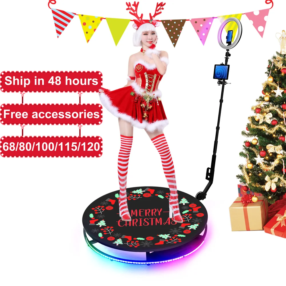 

360 Degree Photo Booth Intelligent Remote Control Rgb Light Slow And Fast Motion Rotating 360 Photo Booth