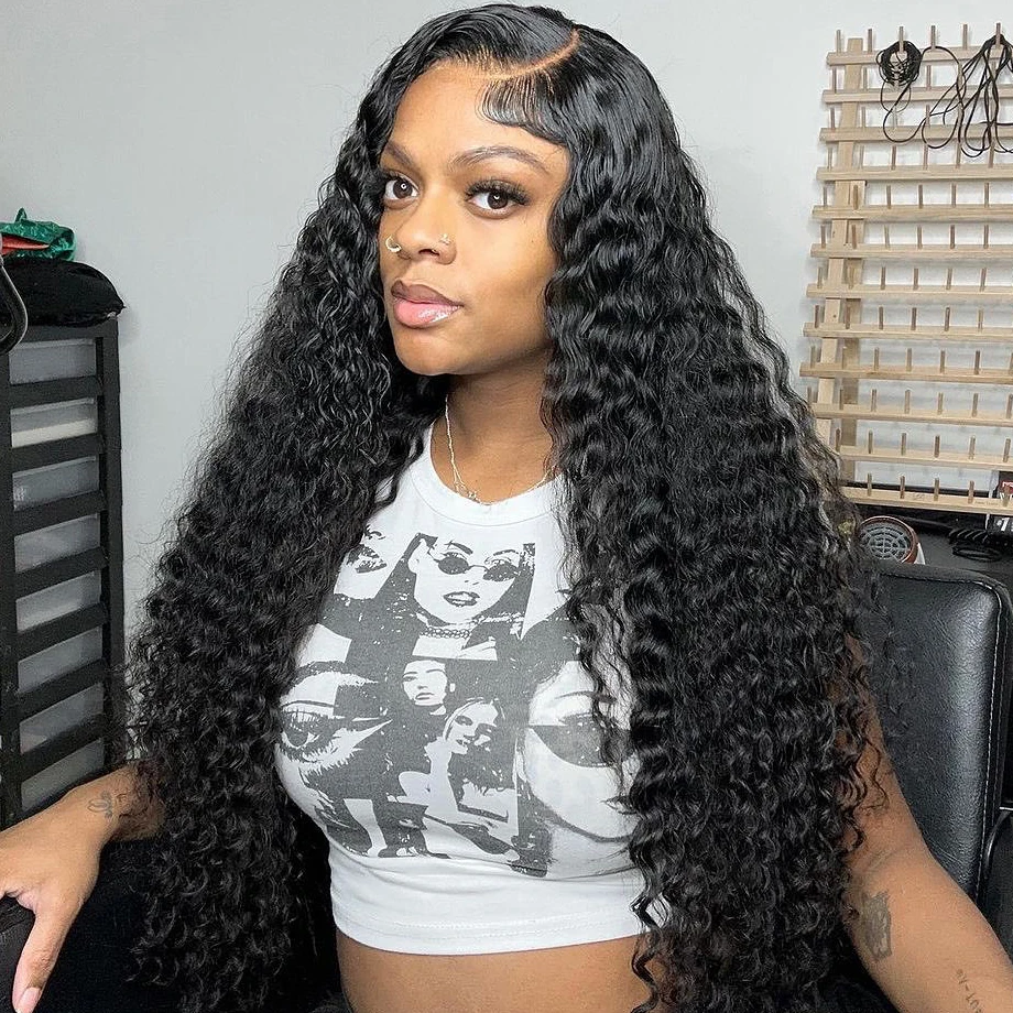 

Deep Wave 13x6 40 Inch Water Wave Hd Lace Frontal Human Hair Wigs Lace Front Wig on Sale Curly Human Hair Wigs For Black Women