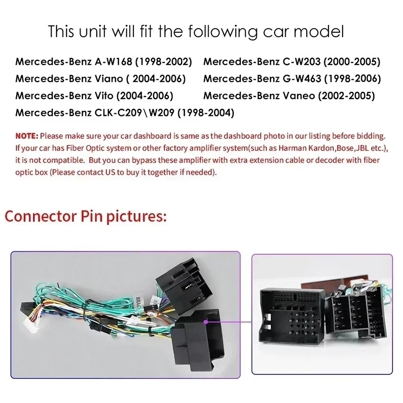 For Mercedes Benz A-class W168, C-Class W203/G-Class W463, Vaneo, Vito, Viano/CLK C209 automotive multimedia players