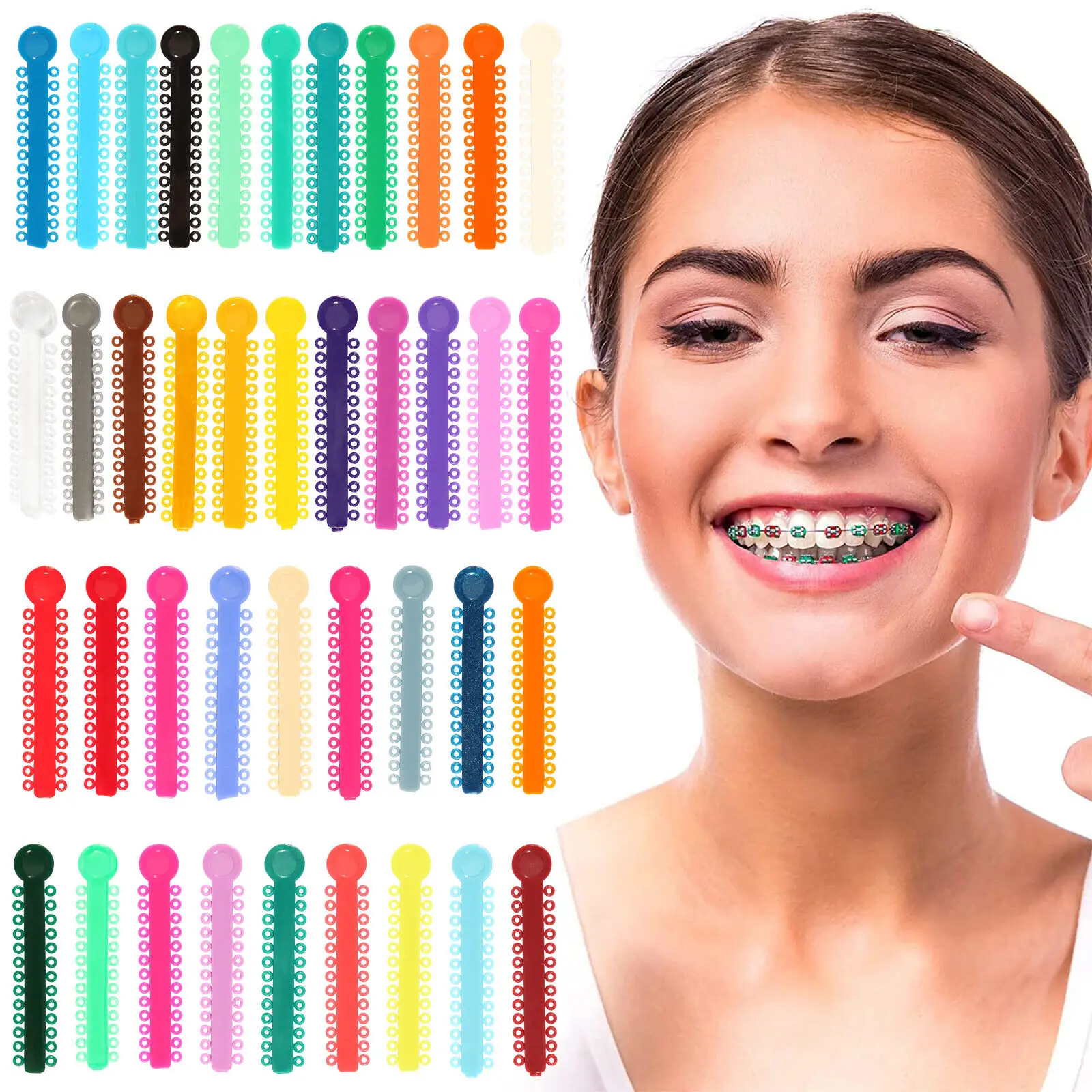 1040pcs Mix Colors Dental Orthodontic Ligature Ties Braces Elastomeric Rubber Bands Multi Colors