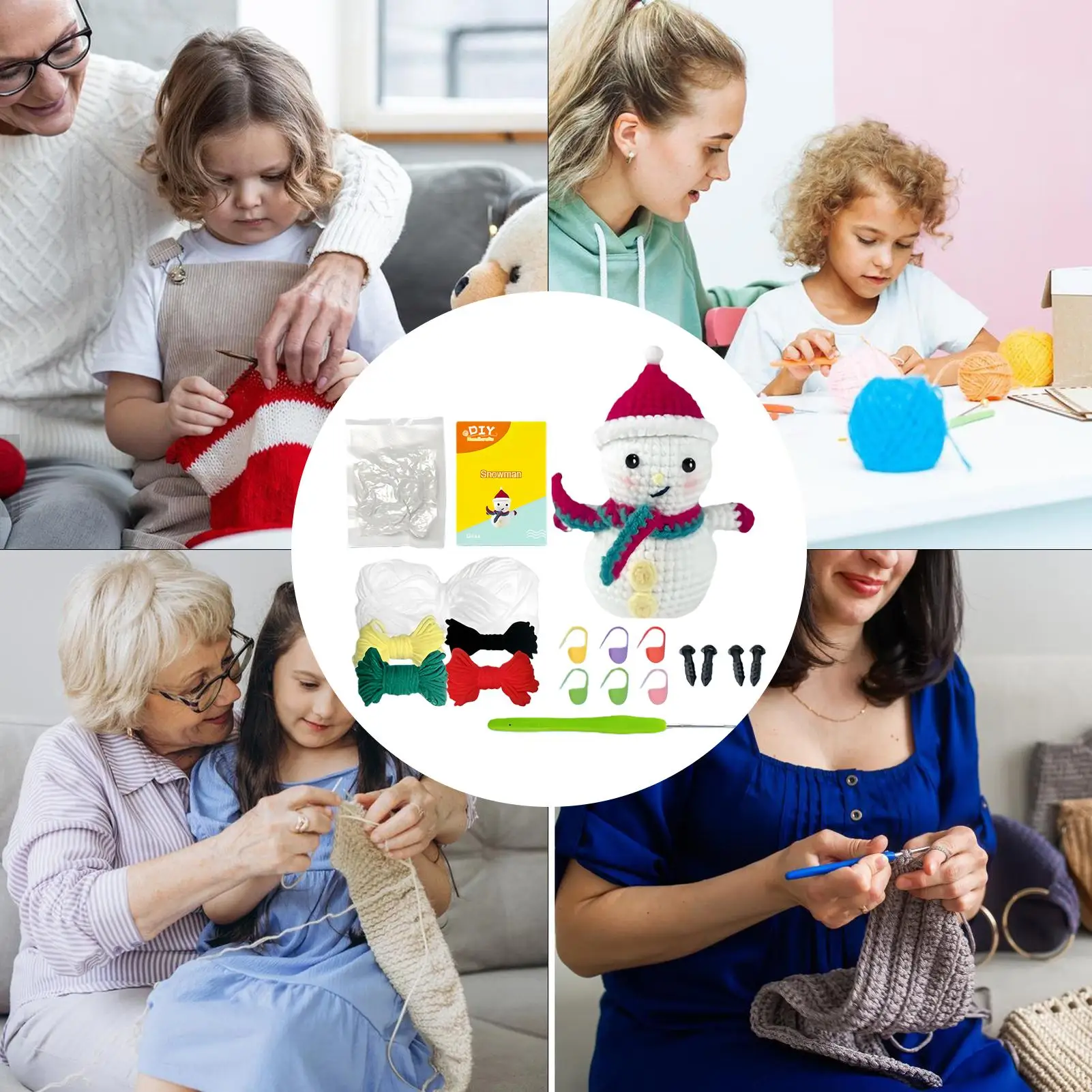 

Crochet Kit For Beginners Christmas Snowman Crafts Pre-Started Crochet Start Kit For Teens Women Men Home Relaxation Holiday