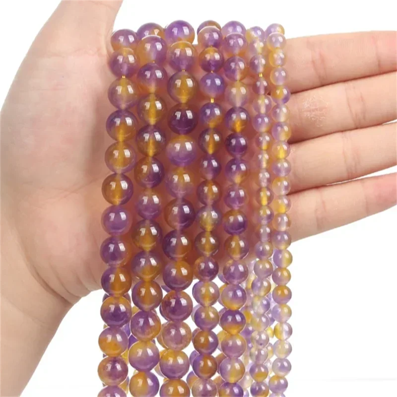 15inch Natural Stone Beads Ametrine  beads For Jewelry Making DIY Bracelet 4 6 8 10mm