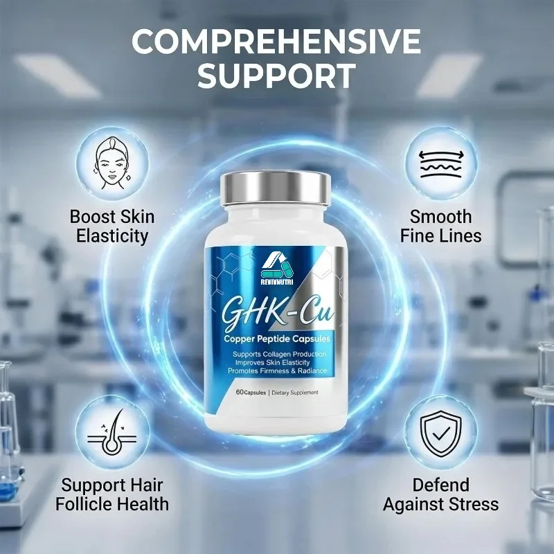 GHK Cu Copper Peptide Supplement for Skin Anti Aging and Hair Health Support -60 Capsules