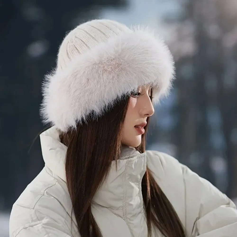 Thickening Winter Women's Warm Fur Hat Cold-proof Warm Warming Tools Plush Baseball Cap Without Brim Northeast Basin Hats