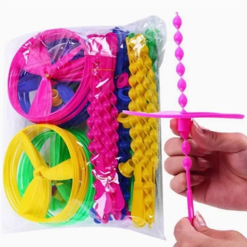 Classic Fun Hand Push Flying Fairy Bamboo UFO Dragonfly Childhood Spin Street Stall Toy Kindergarten Party Supplies Gift