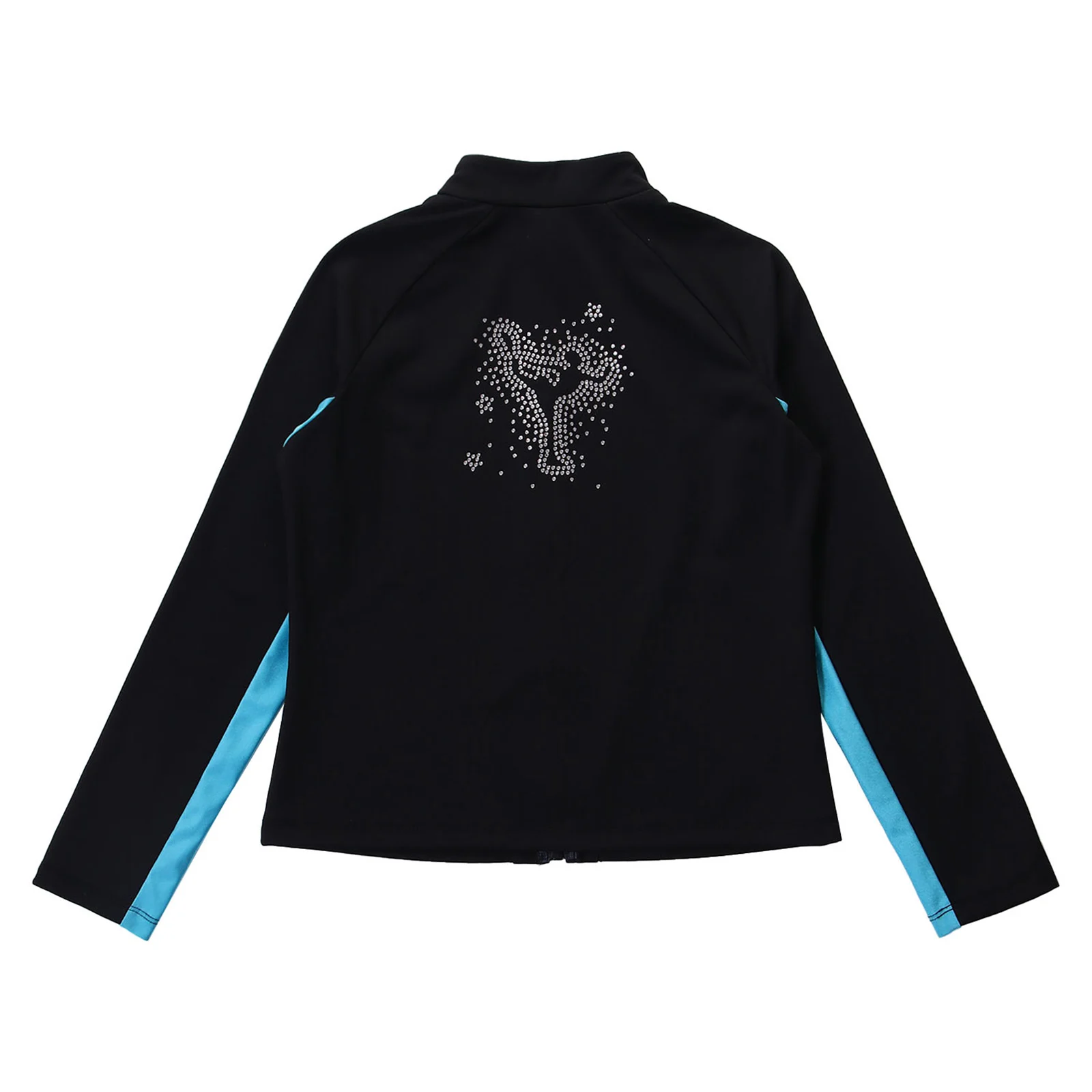 Girls Figure Skating Gymnastics Jacket Ballet Leotards Fleece-Lined Jacket Rhinestones Sweatshirt Outerwear for Sports Workout