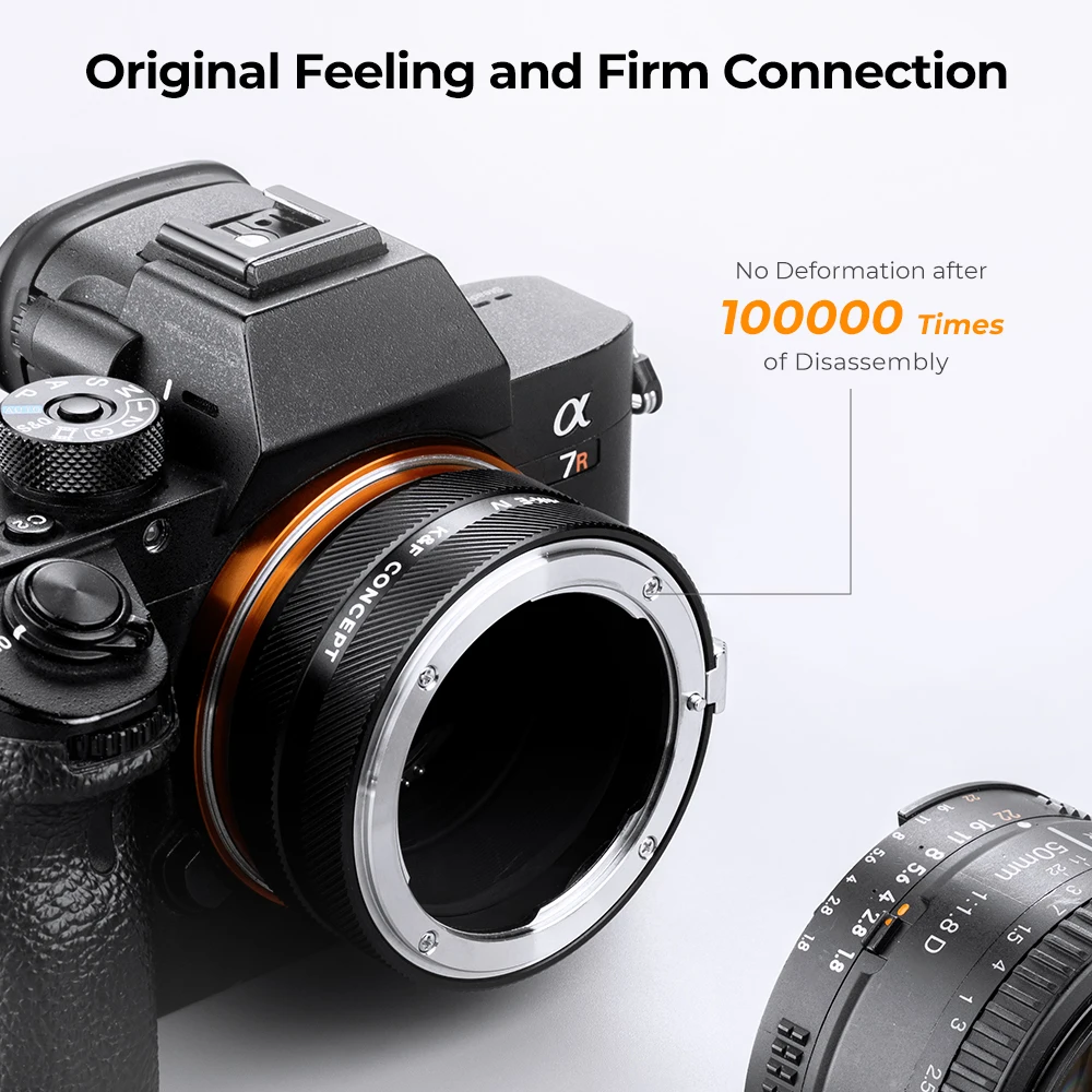 K&F Concept Lens Adapter for Nikon F AI Mount Lens to Sony E Camera a5000 a6000 a6400 A7C A7C2 A1 A9 A7S A7R2 A73 A7R4 A7R5