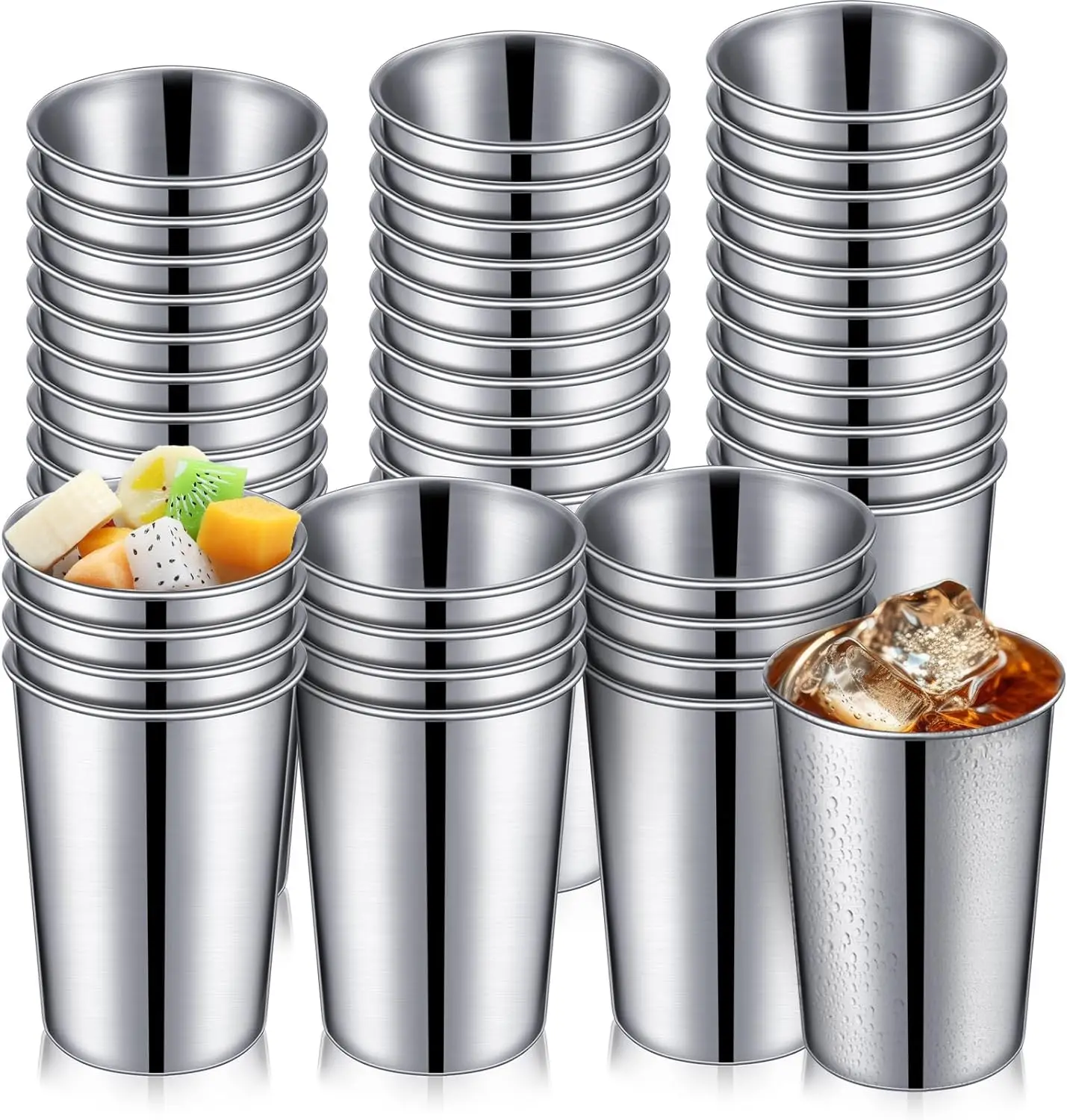 Stainless Steel Cups for Kids and Adult Unbreakable Metal Cups Stackable Camping Cup Drinking Glasses Tumbler Cups