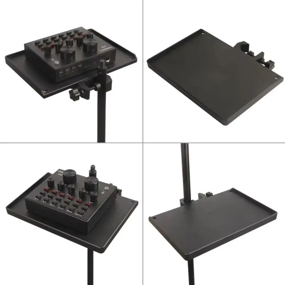 Portable Universal Microphone Stand Adjustable Clamp Tripod Bracket Holder Clamp Sound Card Tray for Live Streaming
