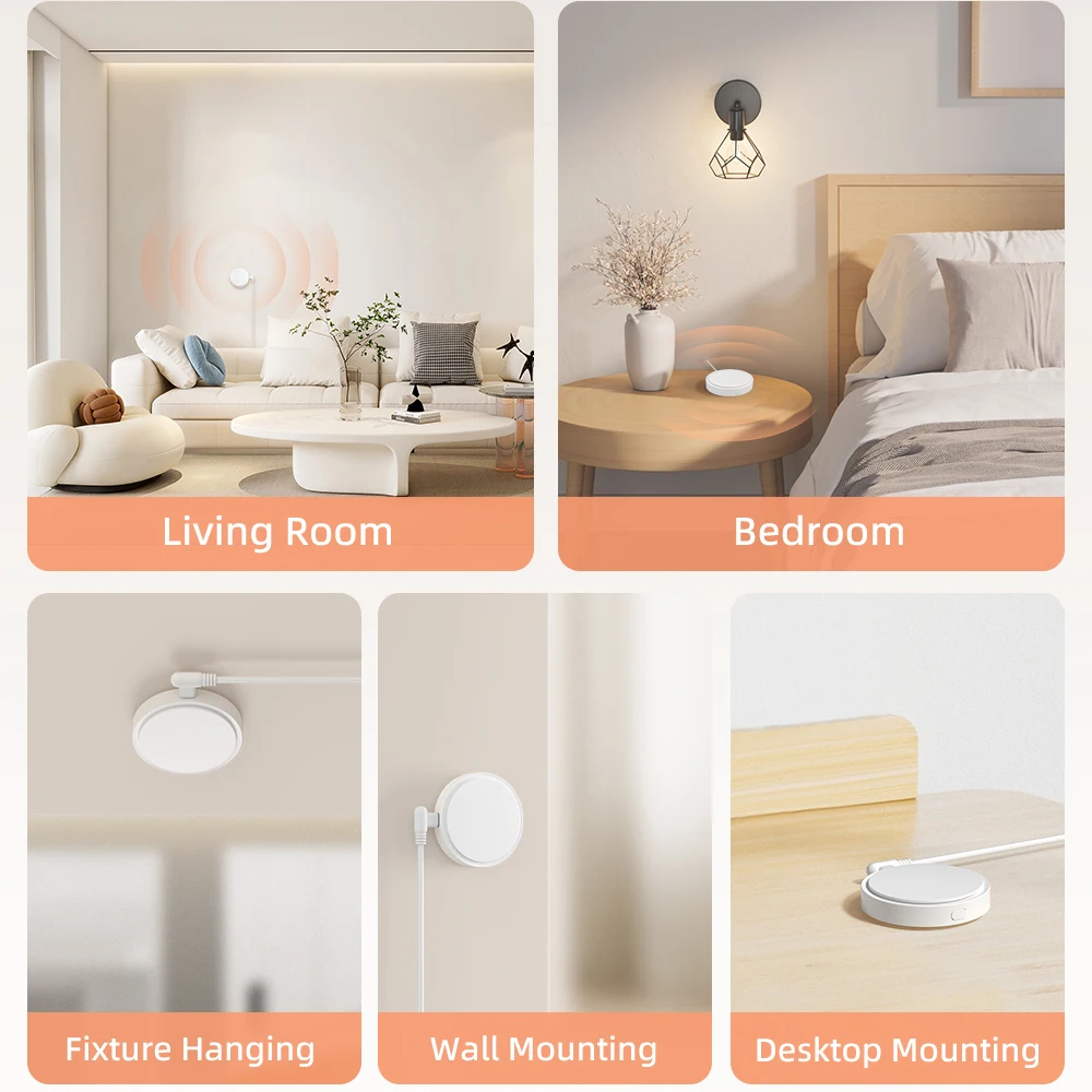 AVATTO Tuya WiFi Sensor de movimento de presença humana Detector de movimento de radar de onda milimétrica com luminância funciona com Alexa, Google Home