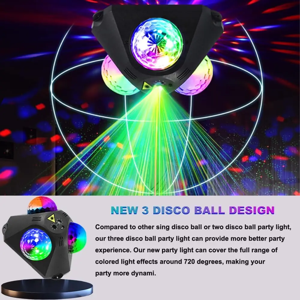 Party Lights, Disco DJ Strobe Lights, Carnival Stage Projector Effects, Dance Club Lighting DJ Christmas Halloween Birthday Fami view 3
