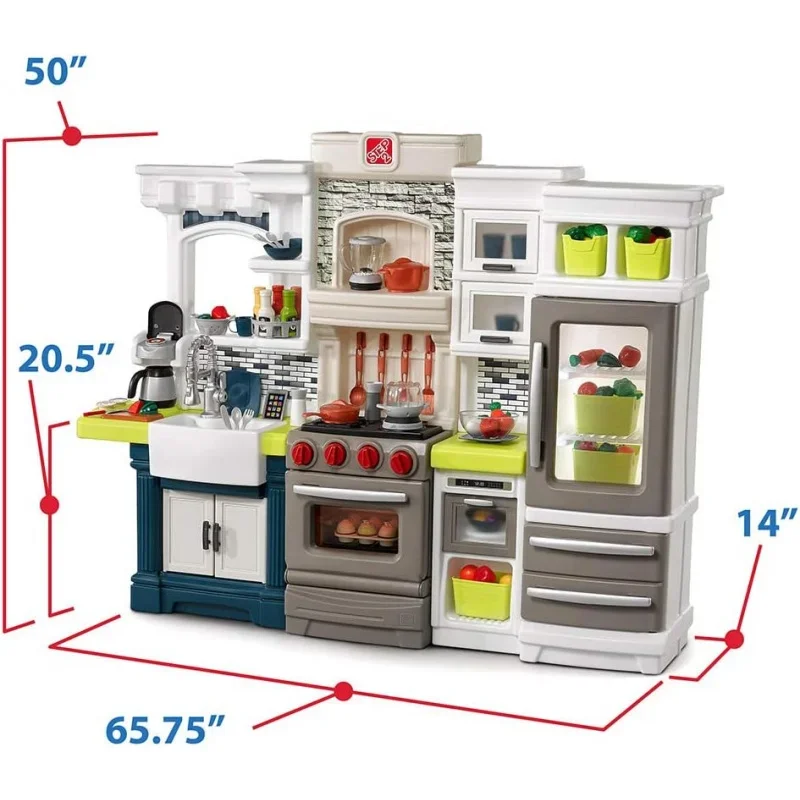 Elegant Edge Kids Kitchen Playset, Indoor/Outdoor Kitchenette, Interactive Play with Lights and Sounds, Made of Durable Plastic,