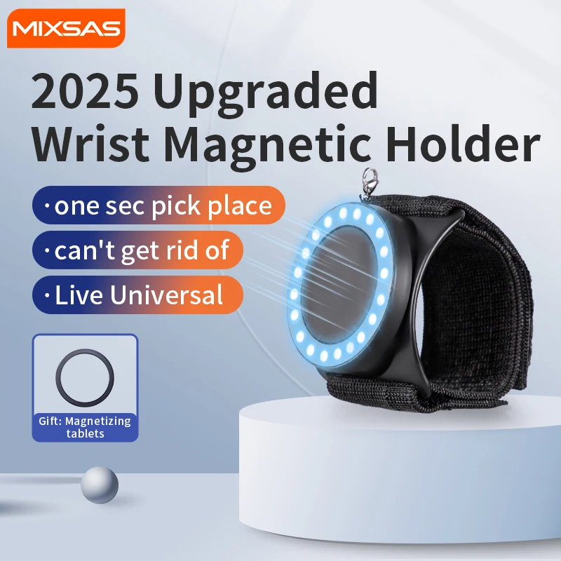 

MIXSAS Universal Magnetic Wristband Phone Holder Ajustable 360° Rotation Anti-Slip Car Holder for Sports Navigation Live Cycling
