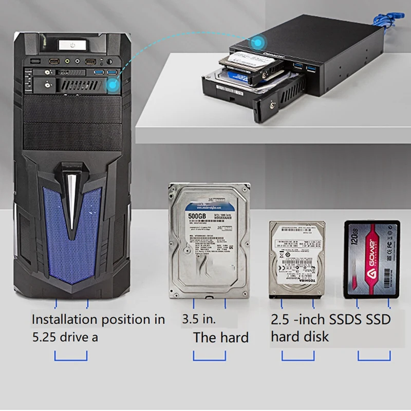 Oimaster MR-6203 Chassis Hard Disk Enclosure Dual-Disc Optical Drive Hard Disk Enclosure For 2.5/3.5 Inch Hard Disk Rack Bracket