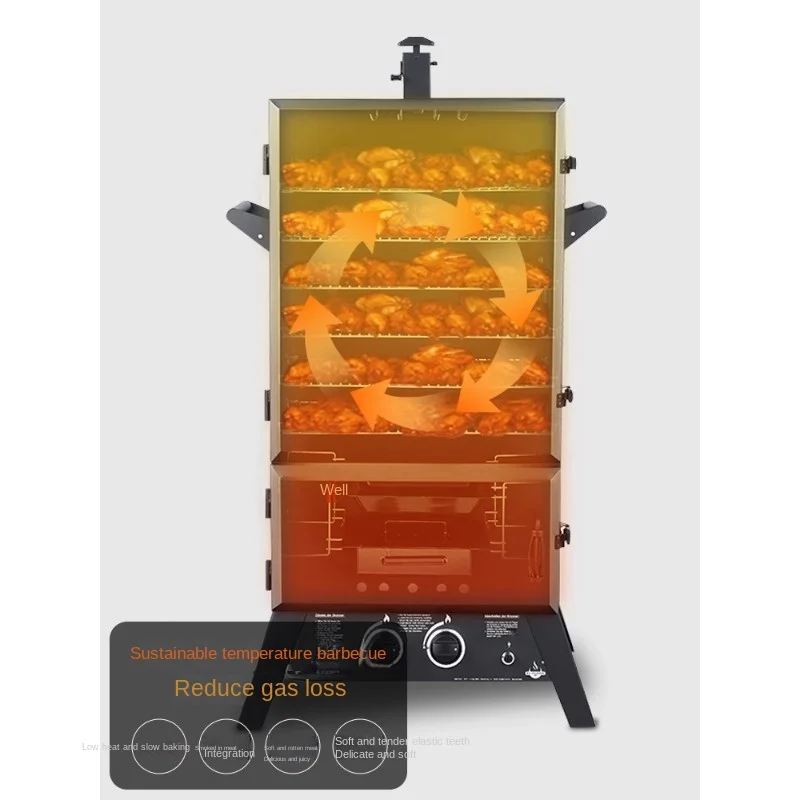 Forno de cozimento defumado automático, máquina tudo-em-um, americano, baixa temperatura, assado lento, carne