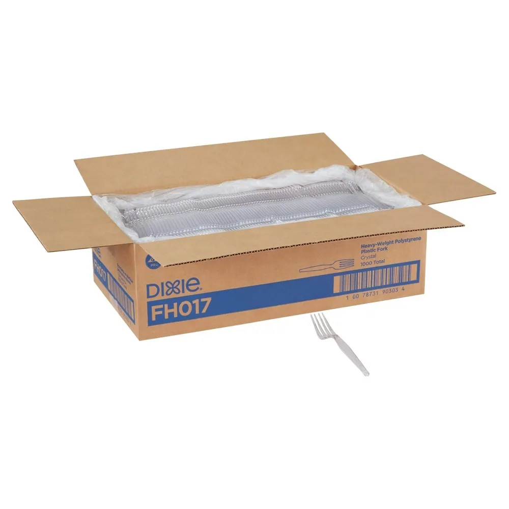 

7.13 Inch Heavy-Weight Clear Polystyrene Plastic Forks, Pack of 1,000