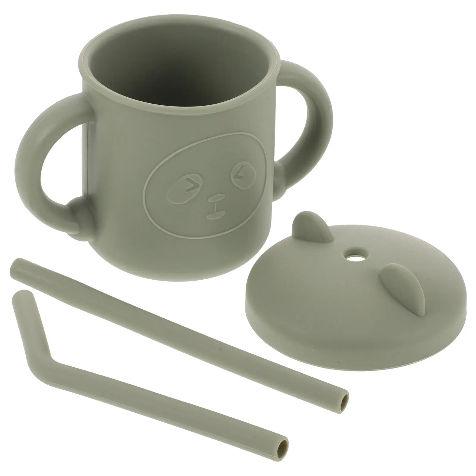 

Silicone Baby Straw Cup Ergonomic Handle Spillproof Lid Lightweight Toddler Training Cup for Independent Drinking and Easy
