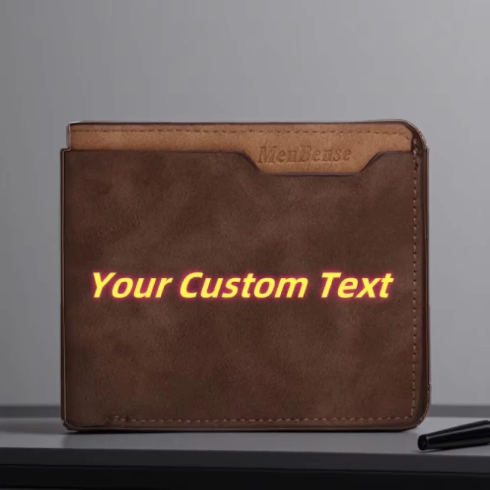 

Customized Personalized High End Men's Wallet Frosted Leather Light Luxury Casual Fashion Postcard Credit Card Bag Quality Gift