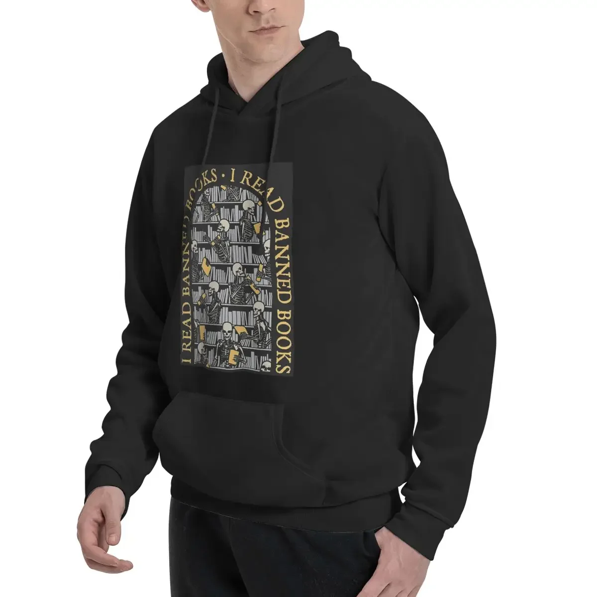 I Read Banned Books Librarian Halloween Skeleton Library Hoodies Casual Pullover Sweatshirt Long Sleeve Streetwear Autumn Winter