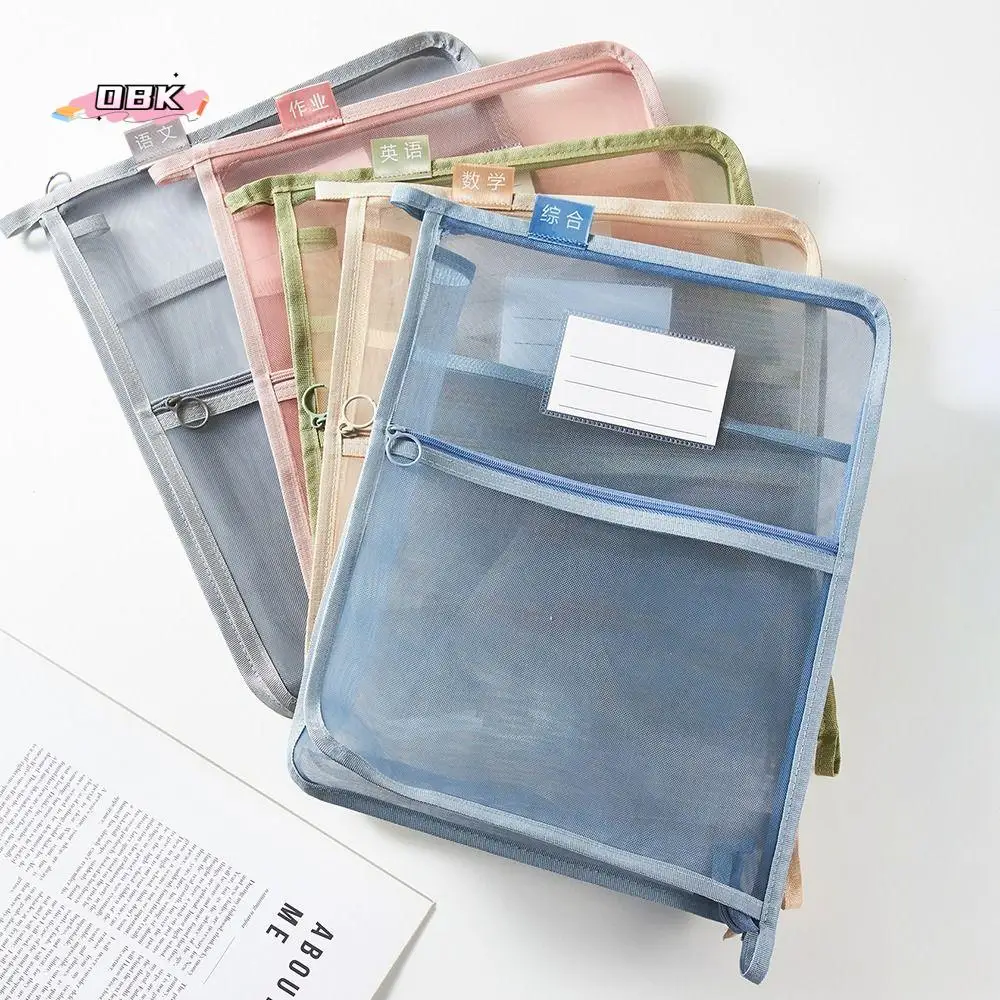 

A4 Test Paper Storage Bag L Shaped Large Capacity Visible File Bag Zipper Multifunctional Stationery Organizer Pouch Students