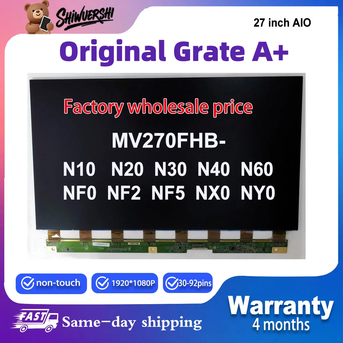 

Оригинальный 27-дюймовый новый ЖК-экран A + только ЖК-стекло MV270FHB N10 N20 N30 N40 N60 NF0 NF2 NF5 NX0 NY0