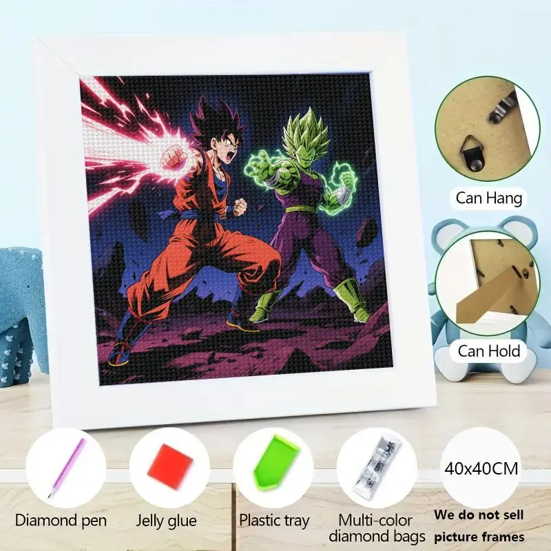 

1 шт. 5D DIY Dragon Ball Z Goku Super Saiyan & Piccolo Battle Набор для алмазной живописи, полная дрель, круглые стразы, драгоценный камень, художественная вышивка