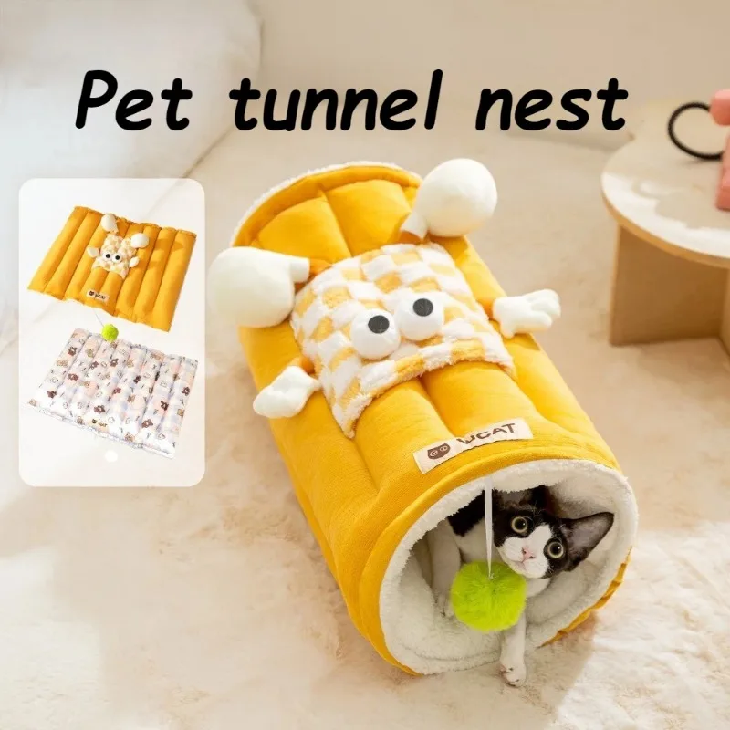 

Pet Tunnel Bed Thickened Comfortable Cat Bed Mat Durable and Bite Resistant Cats Tunnel Toys Cats Accessories
