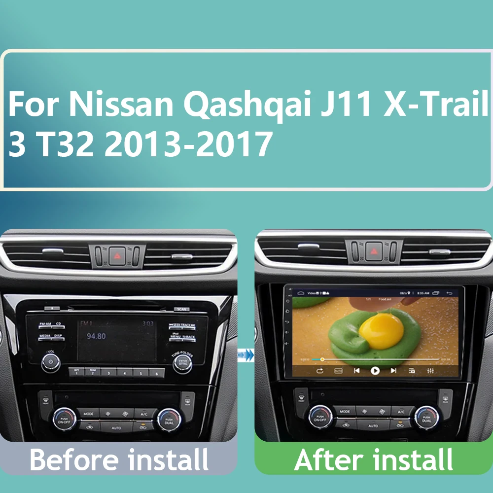 BT Android Auto Car Radio For Nissan Qashqai J11 X-Trail 3 T32 2013-2017 Car Multimedia Video Player GPS Navigation No 2din DVD