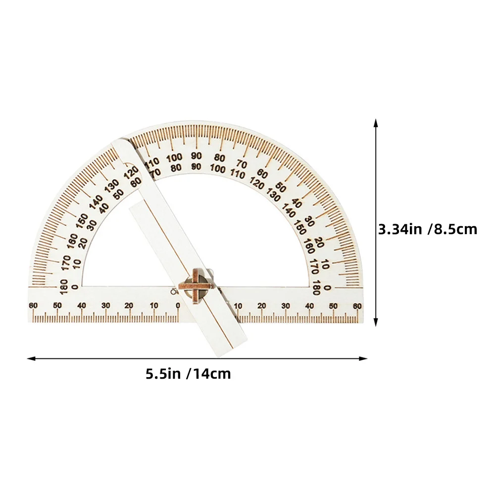 4Pcs Angle Ruler Kit Natural Wood DIY Educational Tools for School Crafts Protractor Circle Maker Creative Learning