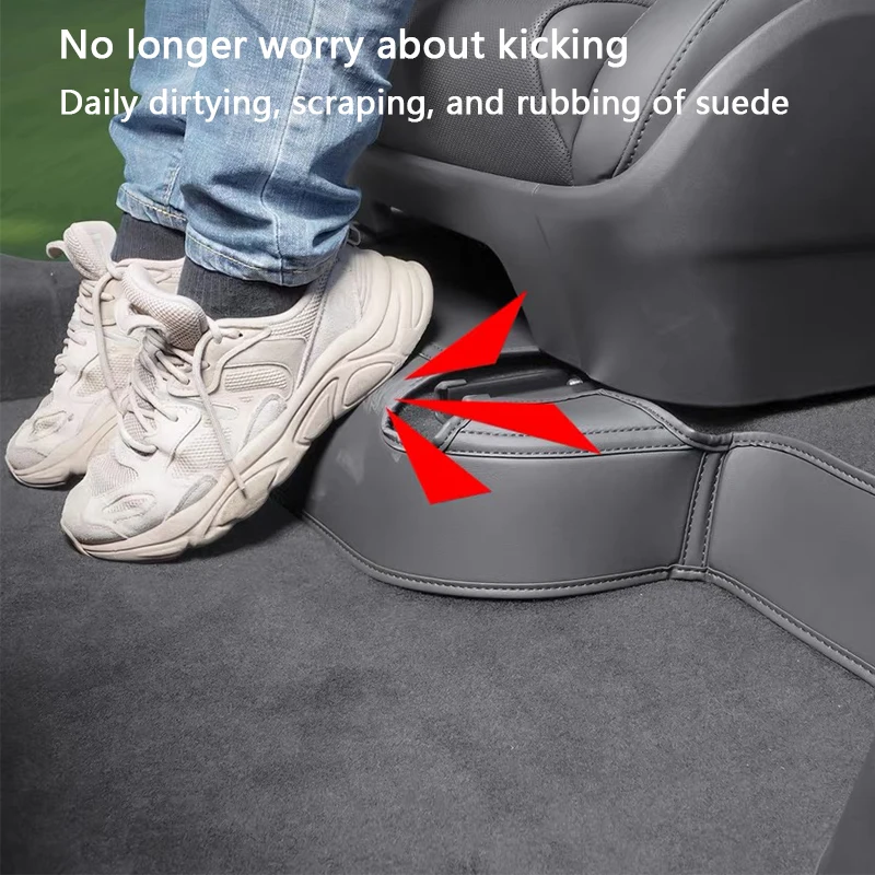 Für Tesla Model YL 6-Sitzer Zweite Reihe Unter dem Sitz Anti-Kick-Pad Leder Sitzunterseiten-Schutzabdeckung Auto-Innenausstattung Zubehör – Detail 4