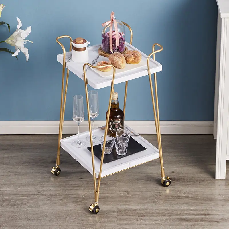 European commercial golden wine cart, high-end breakfast cart, wrought iron home tea cart, restaurant rack trolley