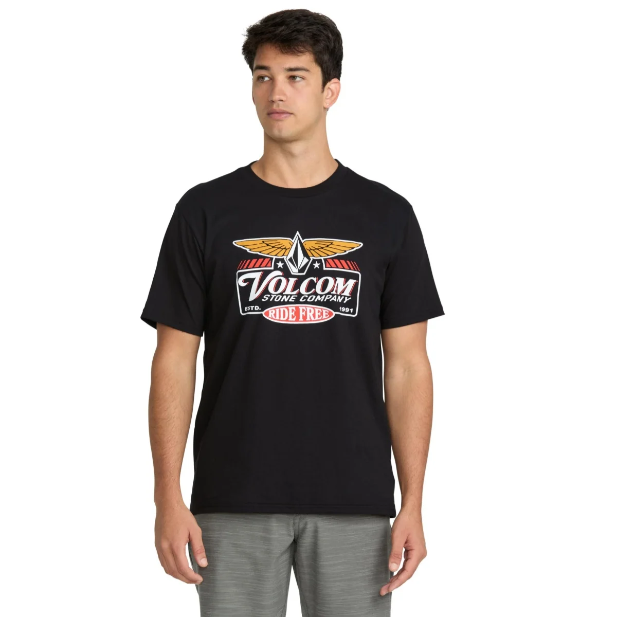 New Volcom Men’s Assorted Logo Short Sleeve T-Shirt – Standard Fit Cotton Graphic Tee Both of Men and Women