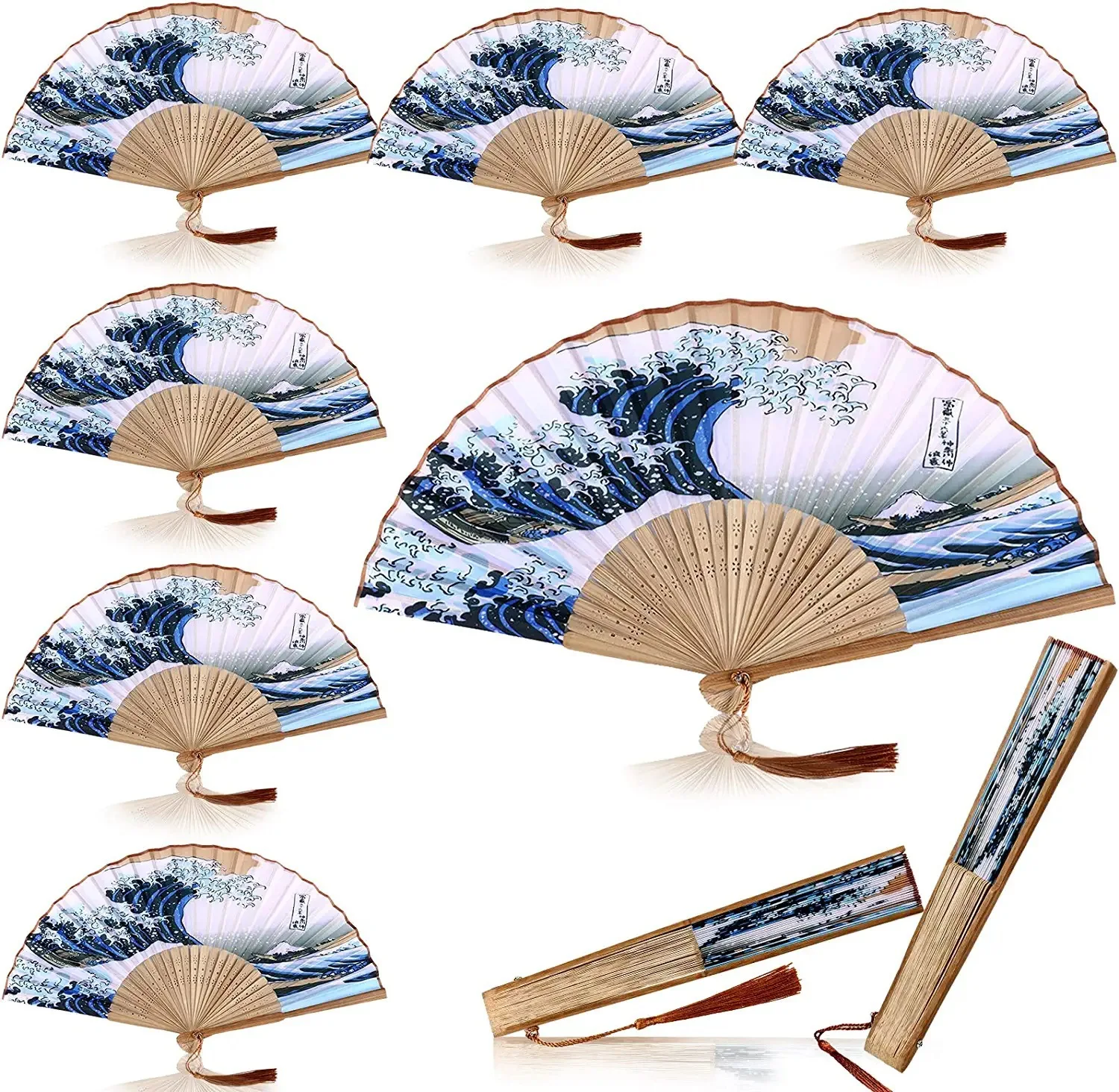 Janese Vinatge Hand Fan Vintage Dance Fan Folding Fan Party Wedding Favor Gift for Guests Fabric Fan