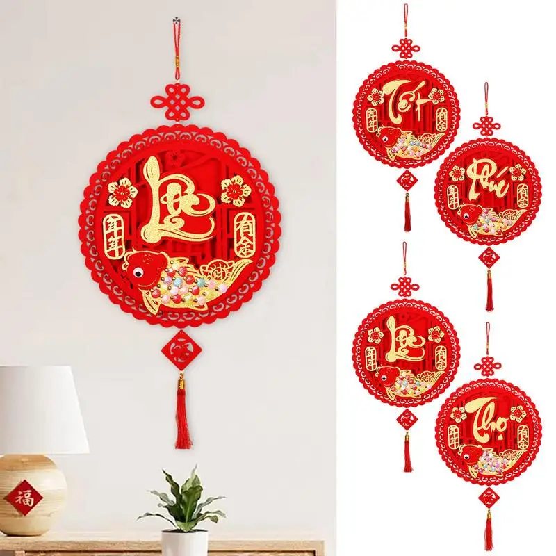 New Year Hanging Ornaments Vietnam Lunar New Year Ornaments Red Fu Characters Lucky Pendant Spring Festival Decoration