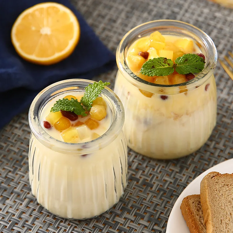 Clear Glass Food Bottle with Lid 100/150/200ML Pudding Yogurt Container Milk Jams Jelly Mousse Honey Spice Storage Jars Mini Cup