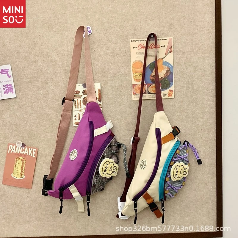 

Miniso Korean Style Chest Bag for Women, Fashion Crossbody Sling, Colorblock Student Waist Pack